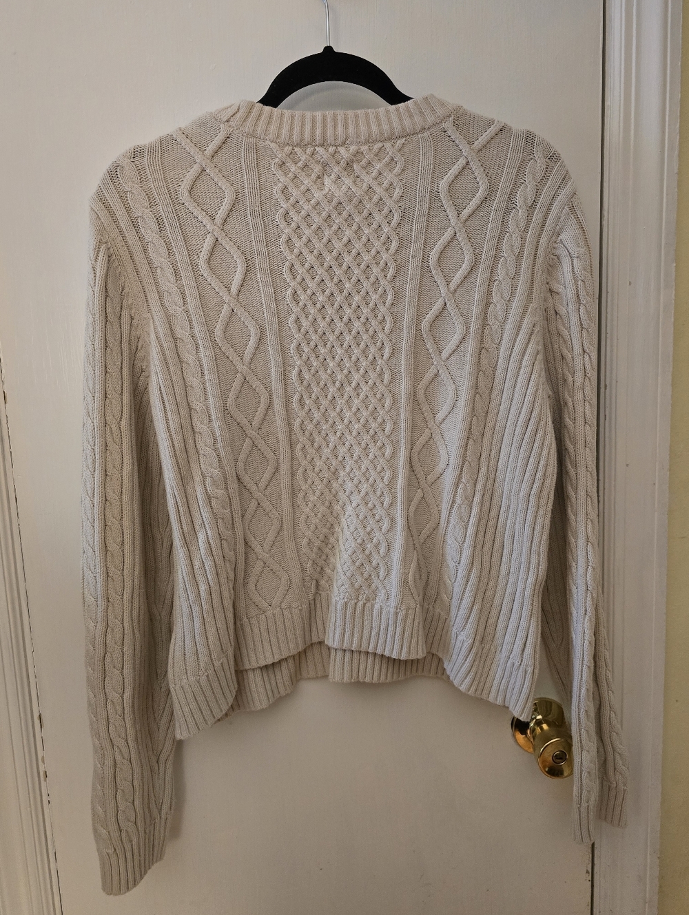 GAP Cropped Cable Knit Sweater, Cream, Size XL - Picture 4 of 5